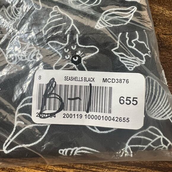 ModCloth Seashells Dress 8 Black Beach Vacation Cutout Linen Retro Coastal New - Picture 3 of 9